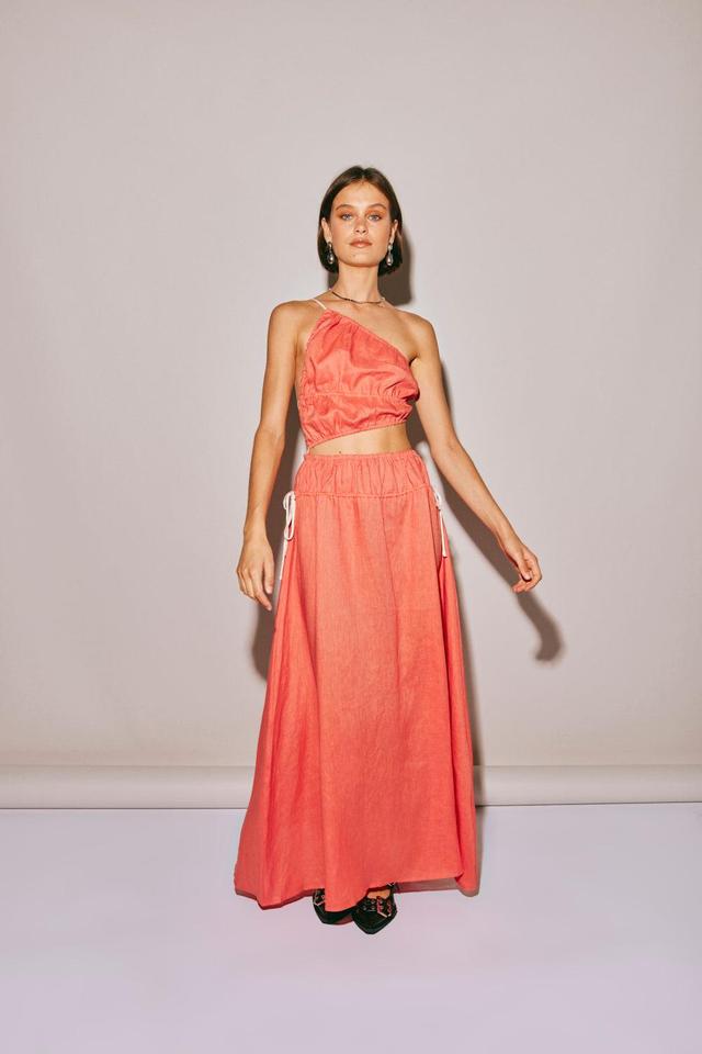 Te Amo Linen Maxi Dress Coral Product Image