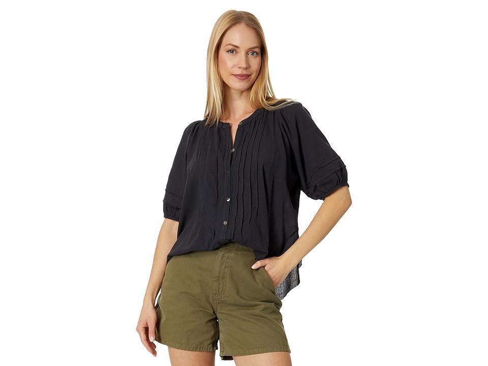 Lucky Brand Pin Tuck Peasant Blouse (Raven) Women's Clothing Product Image