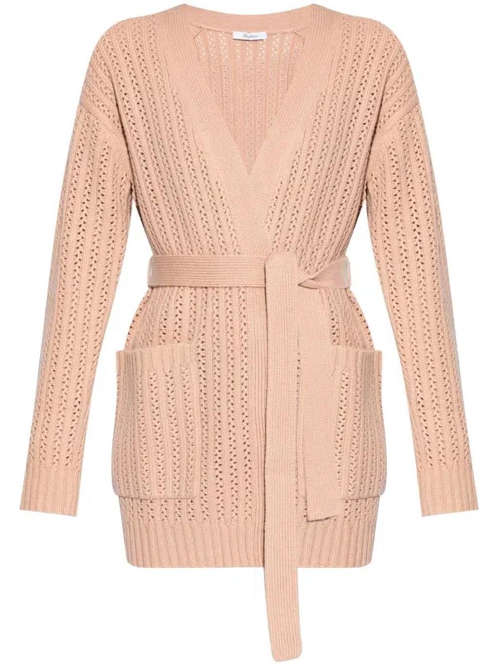 MAX MARA Perforated-knit Cardigan In Pink Product Image