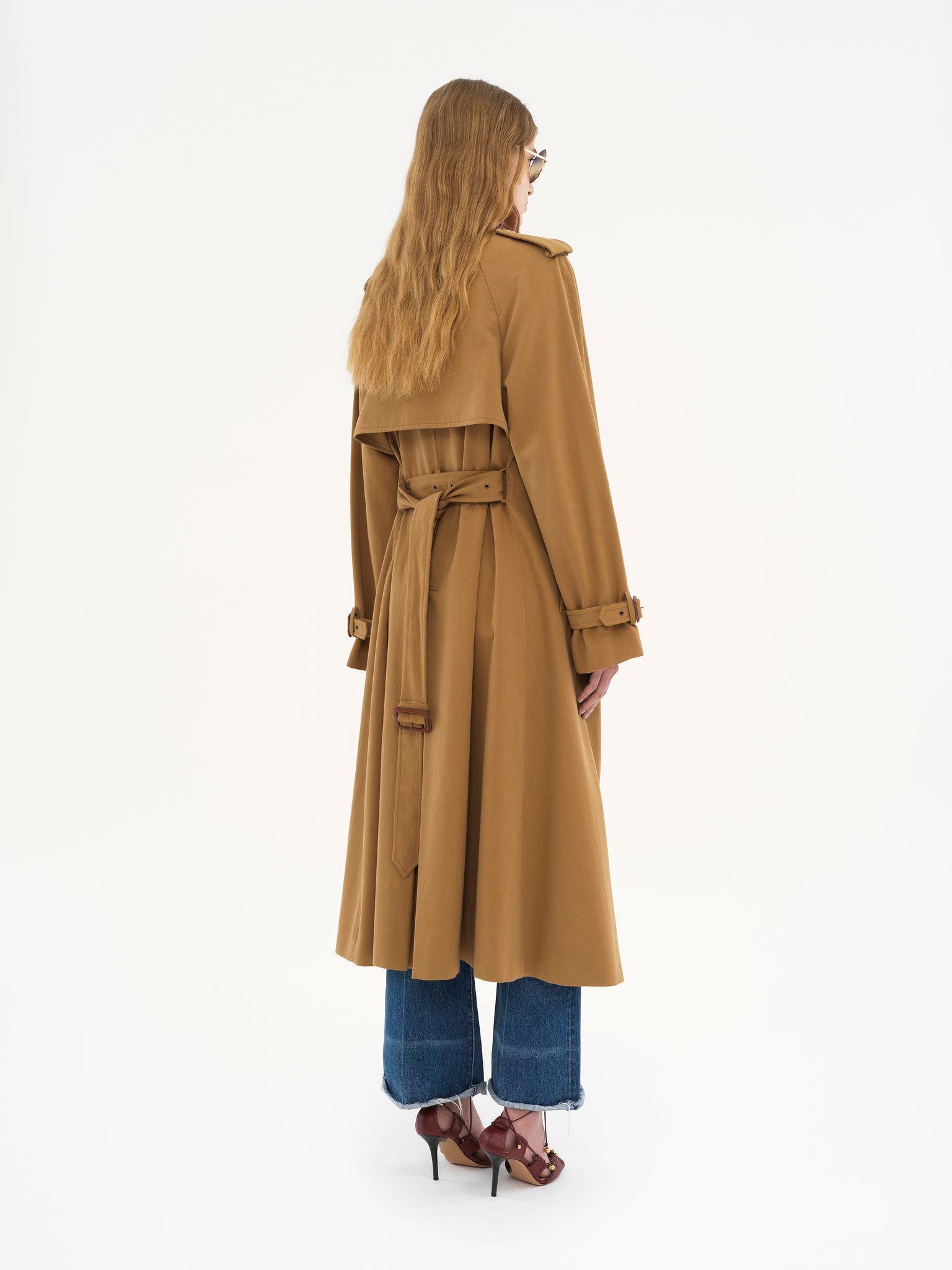 Long trench coat in cotton gabardine Product Image