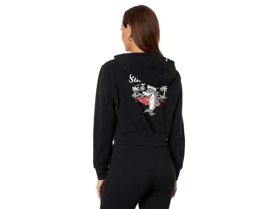 Salty Crew Santa Shark Crop Pullover Hoodie Women's Clothing Product Image