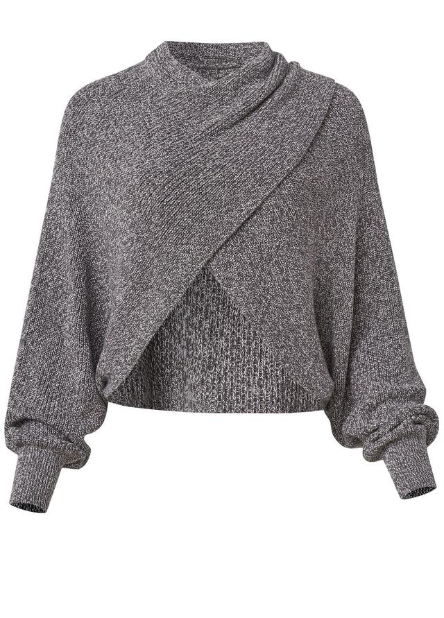 Crisscross Drop Shoulder Sweater  - Dark Grey Multi Product Image