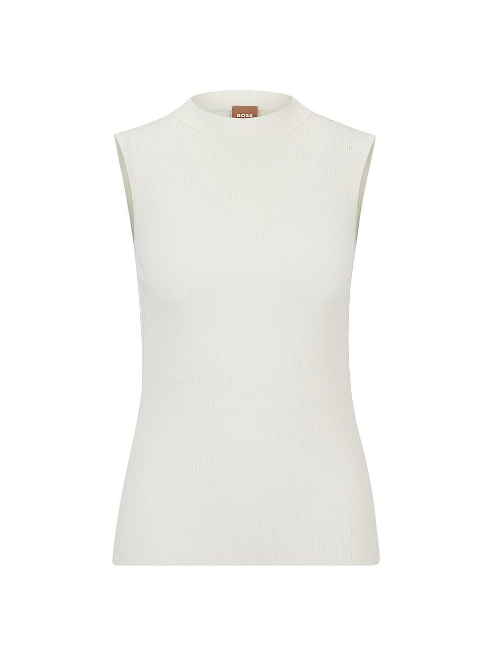 BOSS Feskies Funnel Neck Sleeveless Rib Sweater Product Image