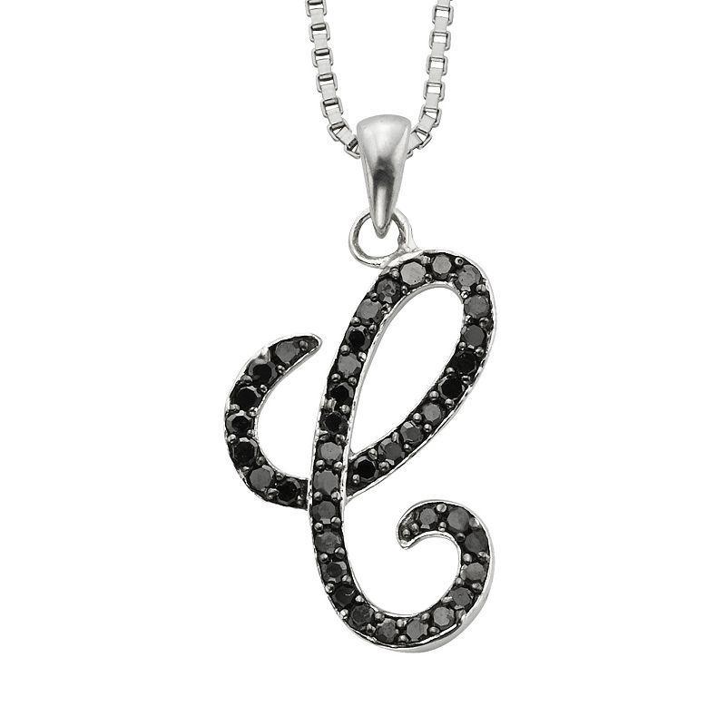 Jewelexcess Sterling Silver 1/4-ct. T.W. Black Diamond Initial Pendant, Womens Product Image