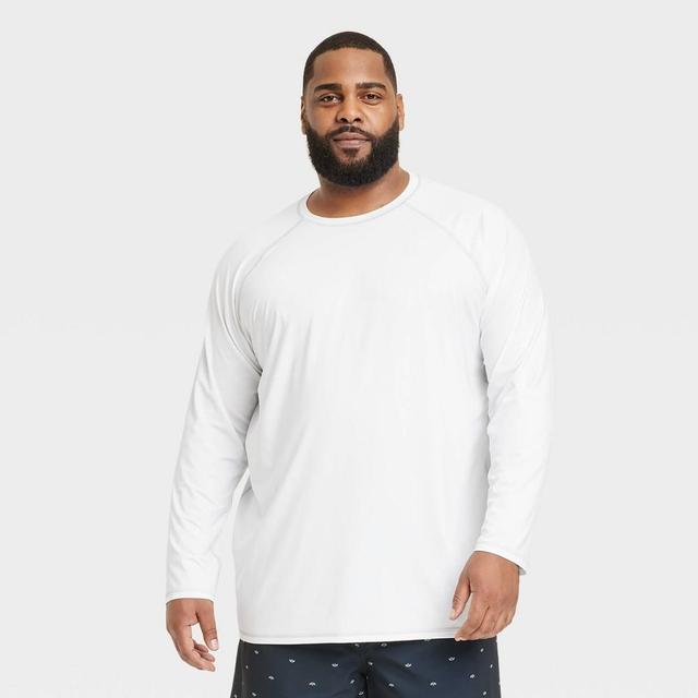 Mens Big & Tall Slim Fit Long Sleeve Rash Guard Swim Shirt - Goodfellow & Co White 3XLT Product Image