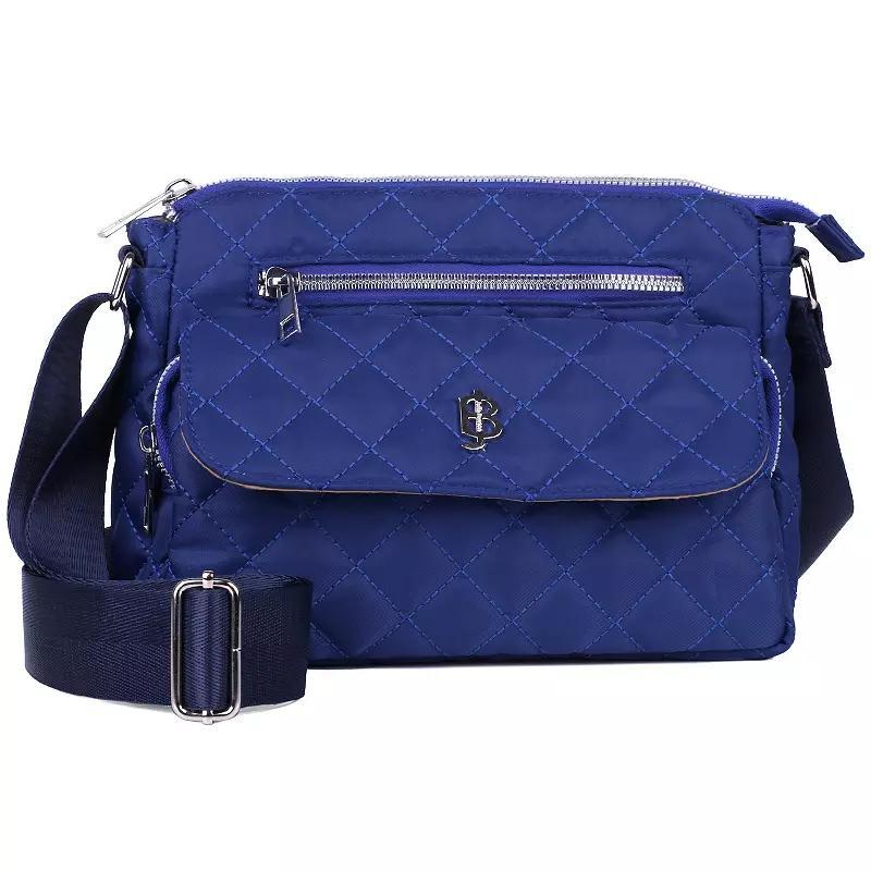 Womens Julia Buxton Nylon Quilted Organizer Crossbody Bag, Blue Product Image