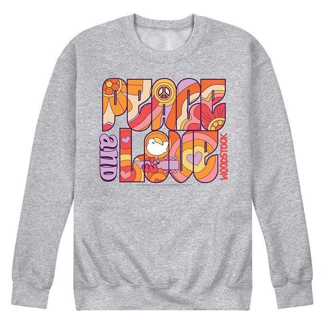 Mens Woodstock Peace And Love Graphic Fleece Product Image