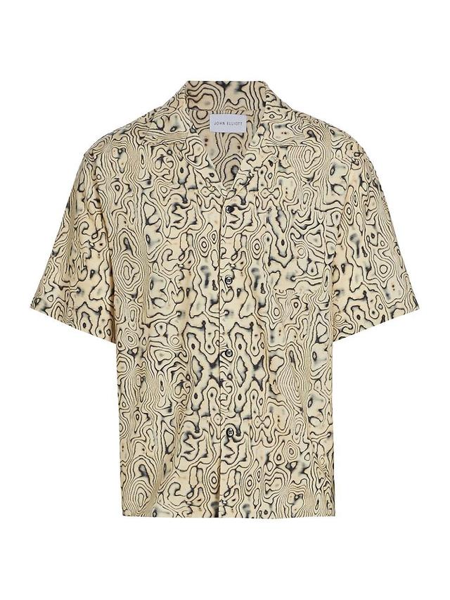 Mens Abstract Cotton-Blend Camp Shirt Product Image