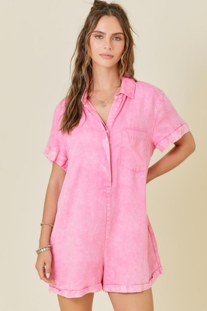 Washed Denim Romper Product Image