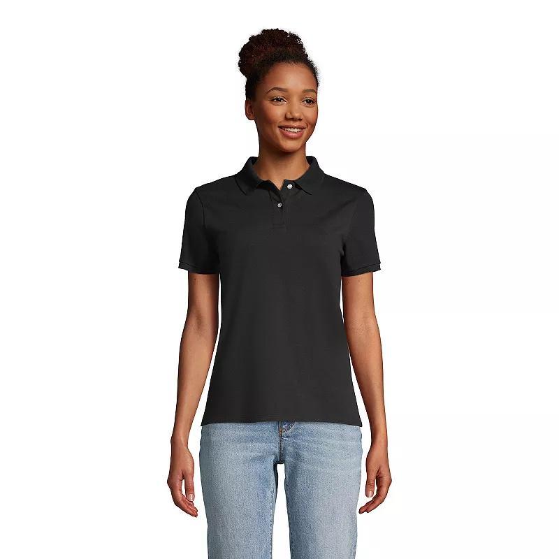 Petite Lands End Mesh Polo Shirt, Womens Blue Product Image