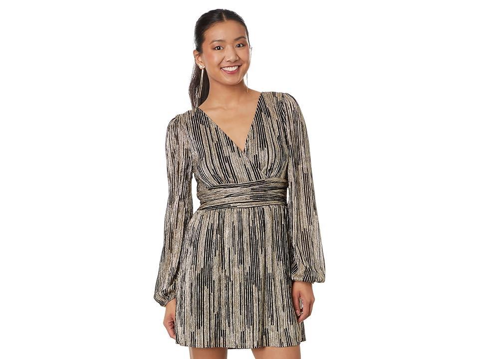 Womens Riza Long-Sleeve Metallic Romper Product Image