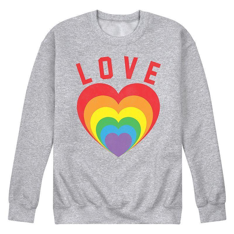 Mens Love Hearts Fleece Sweatshirt Grey Product Image