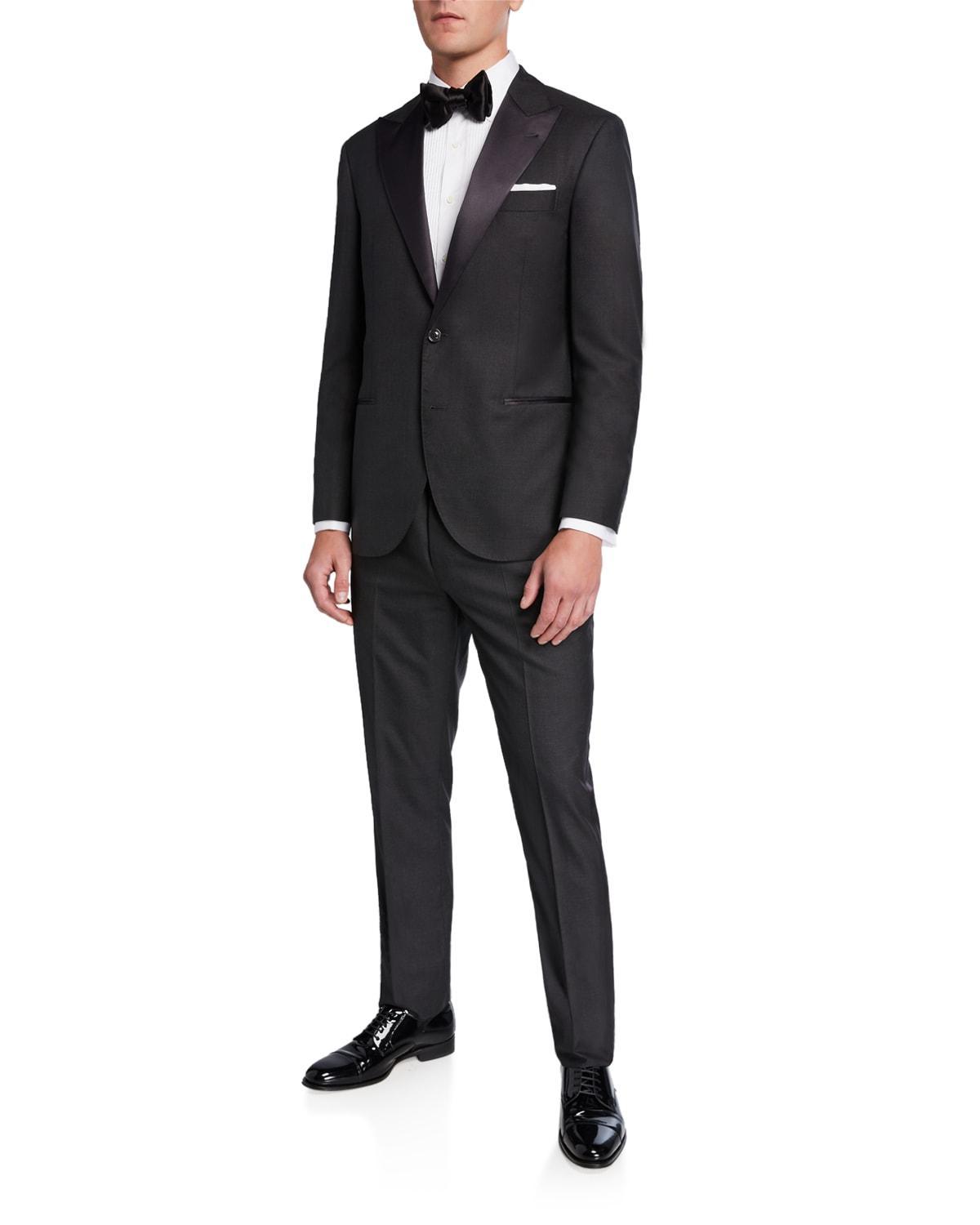 Mens Solid Peak-Lapel Tuxedo Product Image