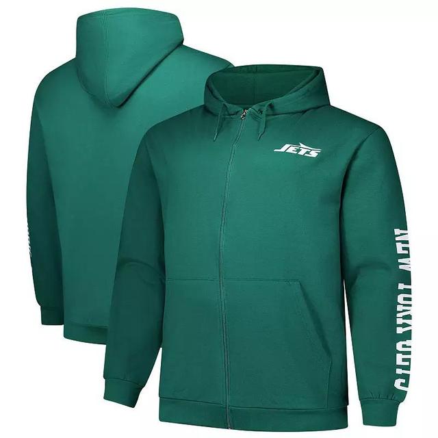 Mens Fanatics New York Jets Big & Tall Sleeve Hit Full-Zip Hoodie Product Image