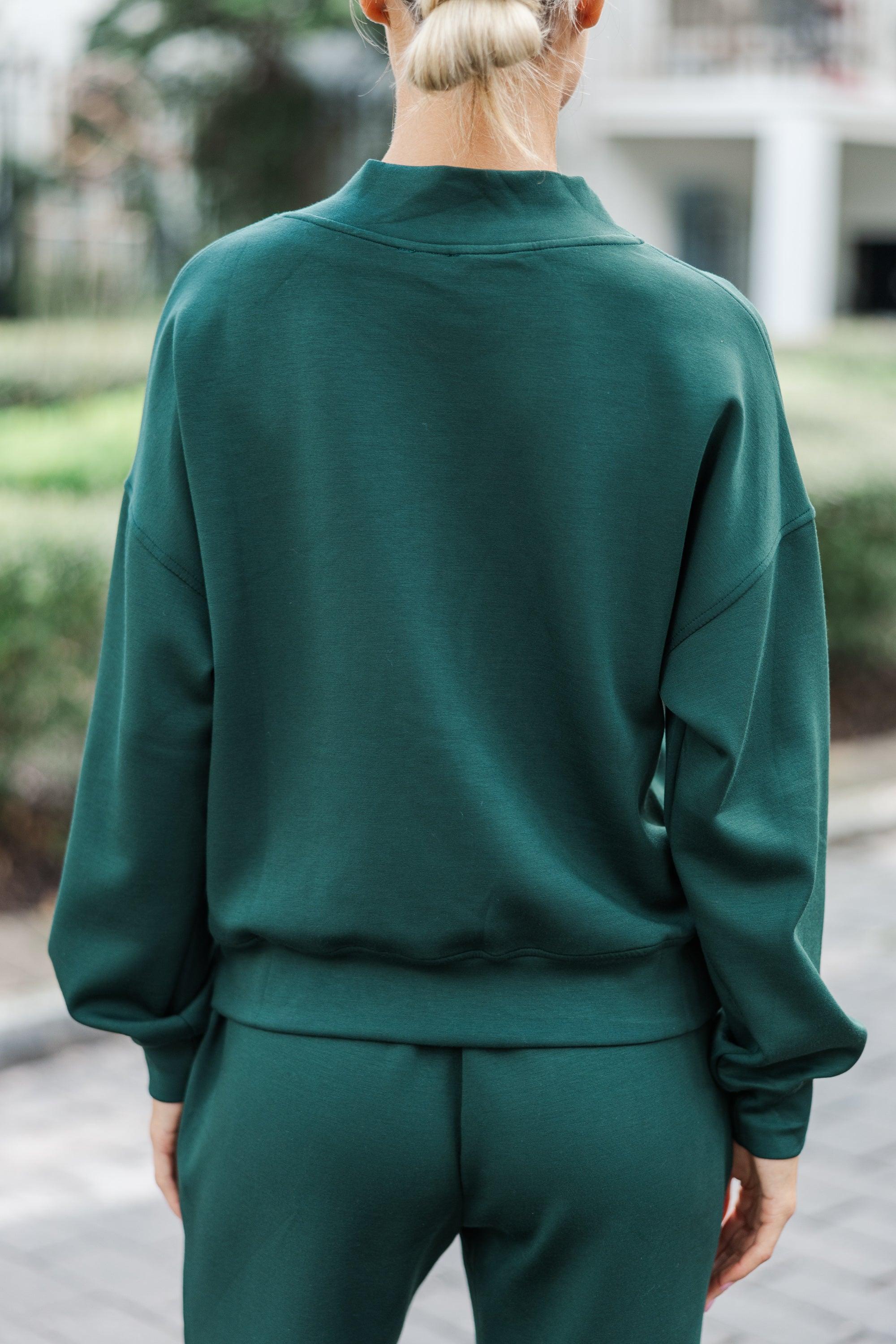 Happy Again Hunter Green Mock Neck Pullover Female Product Image