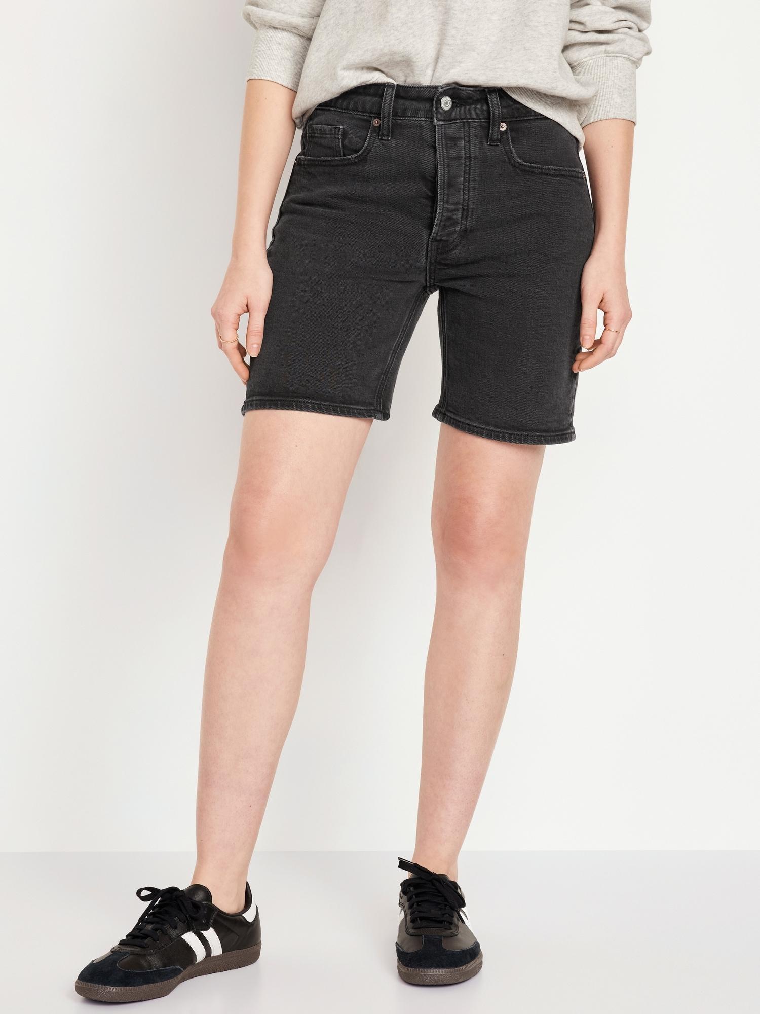 High-Waisted OG Straight Button-Fly Jean Bermuda Shorts for Women -- 7-inch inseam product image