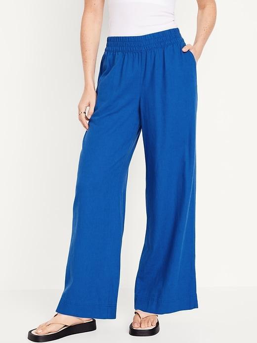 High-Waisted Linen-Blend Wide-Leg Pants product image