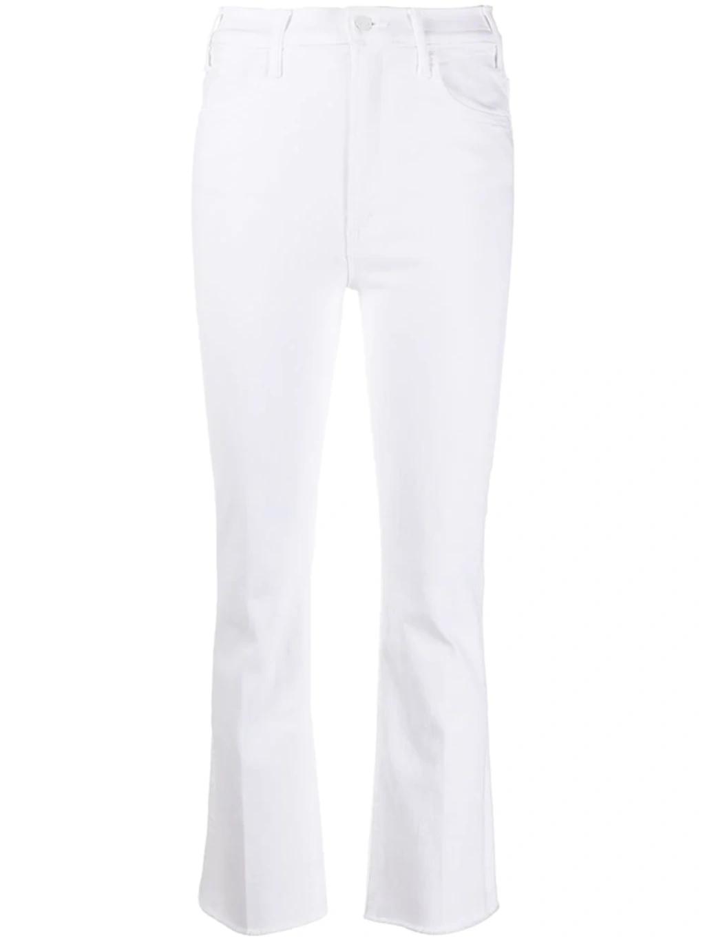 MOTHER The Tomcat Roller Distressed High-rise Flared Jeans In White Product Image