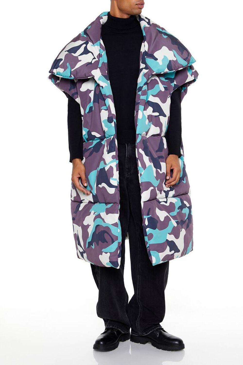 Camo Print Longline Puffer Vest | Forever 21 Product Image