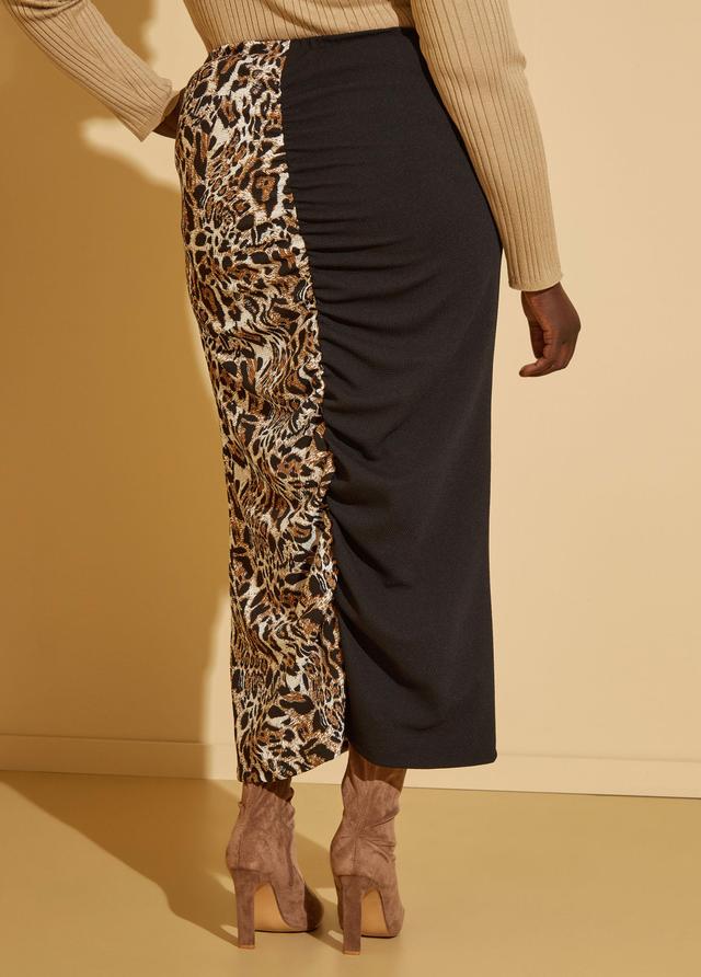 Animal Print Ruched Skirt Product Image