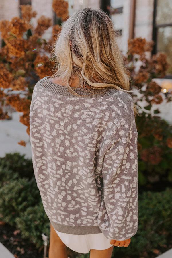 Savannah Snow Leopard Sweater In Grey Product Image