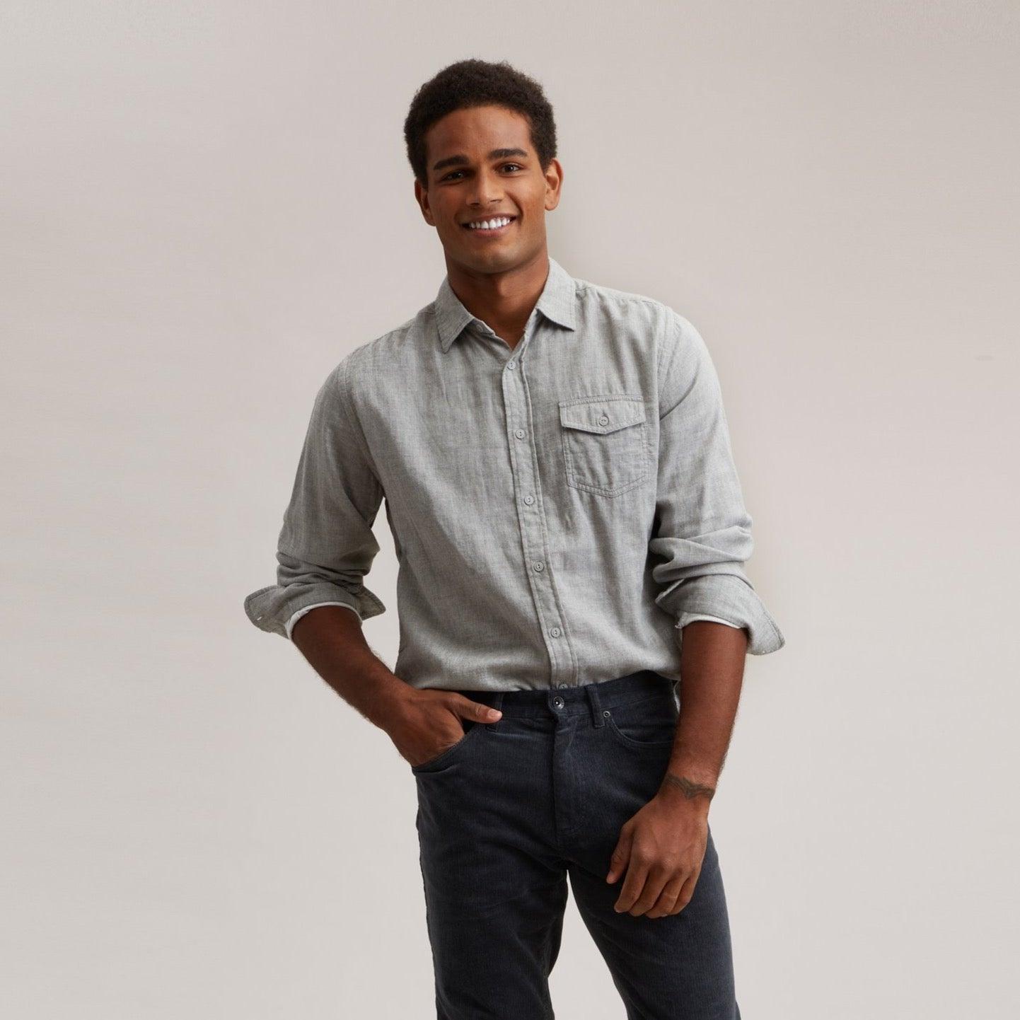 Hartford Double Cloth Shirt - Charcoal Heather Product Image