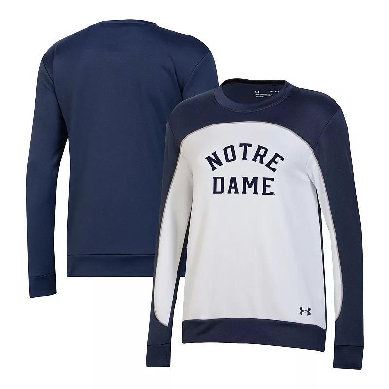 Womens Under Armour /White Notre Dame Fighting Irish Colorblock Pullover Sweatshirt Blue Product Image