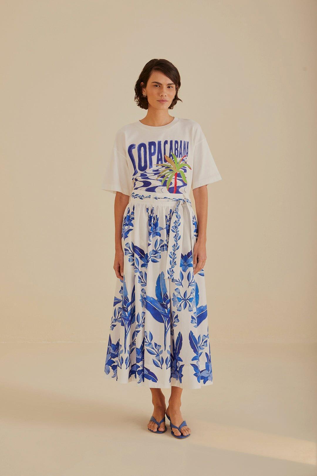 Off-White Blue Yard Organic Cotton Midi Skirt Product Image