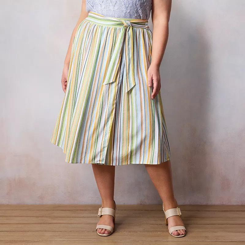 Plus Size LC Lauren Conrad Midi Wrap Skirt With Self Tie, Womens Product Image