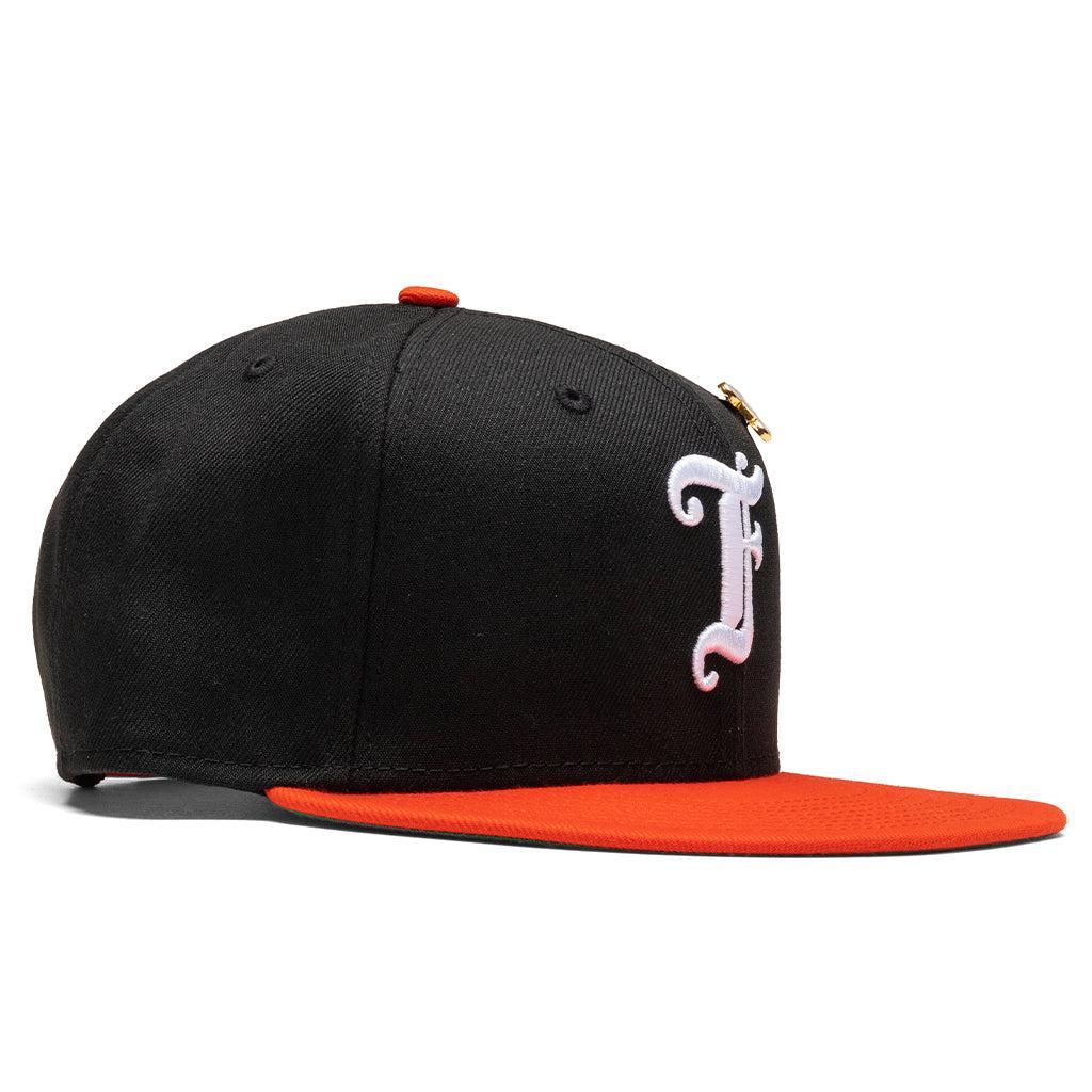 Feature x New Era Old English F Snapback Hat w/ Pin - Black/Orange Male Product Image