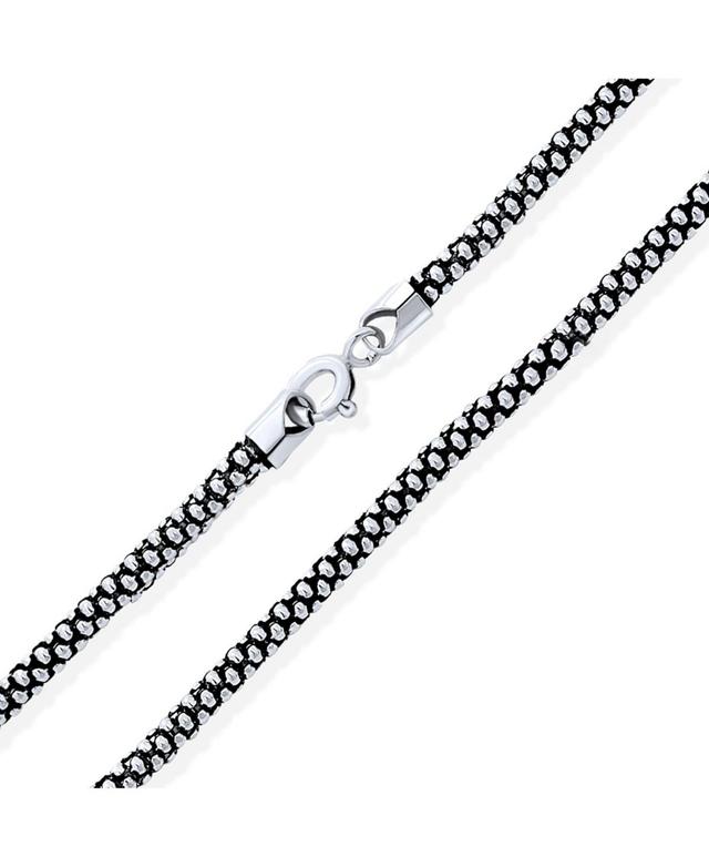 Bling Jewelry Bali Style Thin Sterling Silver Coreana Black Popcorn Chain Necklace and Women 3MM 20 Inch Product Image