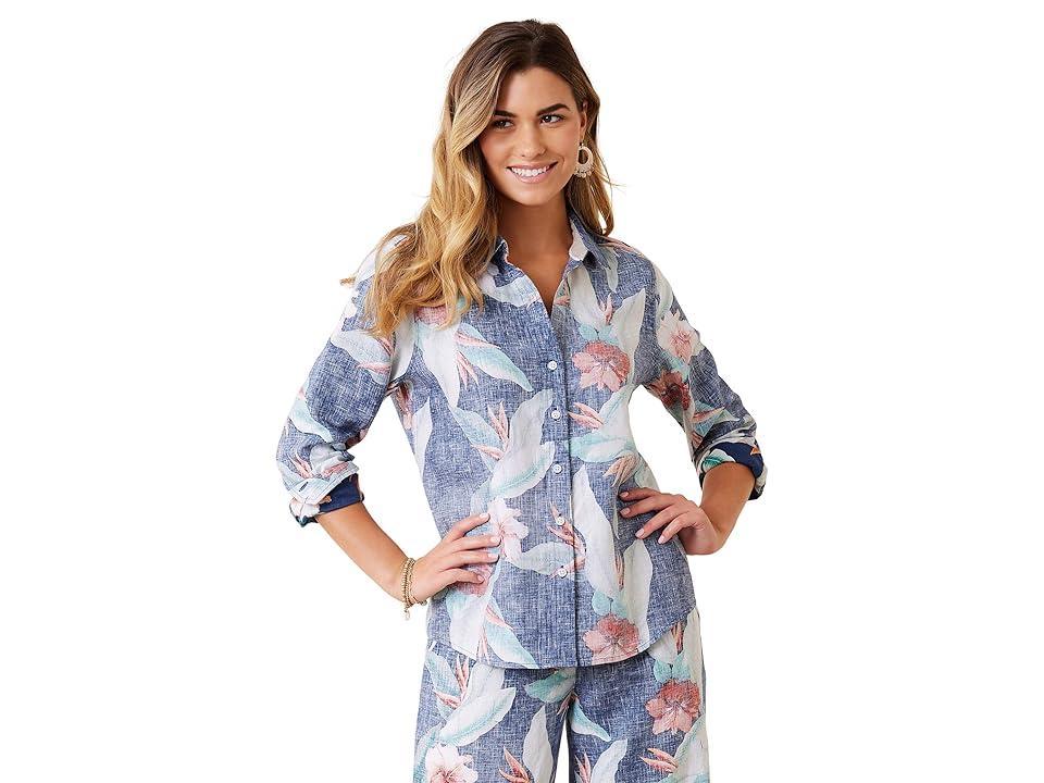 Tommy Bahama Cardona Blooms Long Sleeve Shirt (Deep Space) Women's Blouse product image