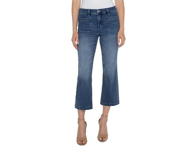 Liverpool Los Angeles Hannah Mid Rise Crop Flare with Welt Pocket Vintage Denim (Greenbrier) Women's Jeans Product Image