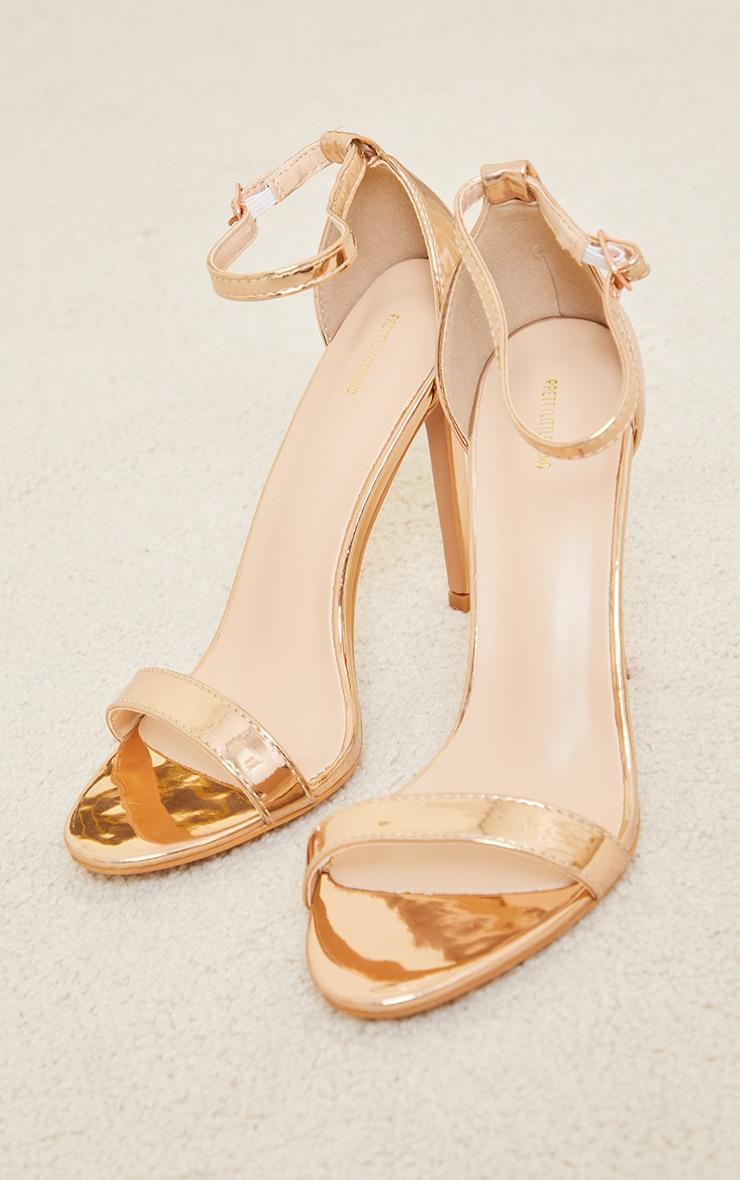 Rose Gold Wide Fit Clover Single Strap Heeled Sandal Product Image