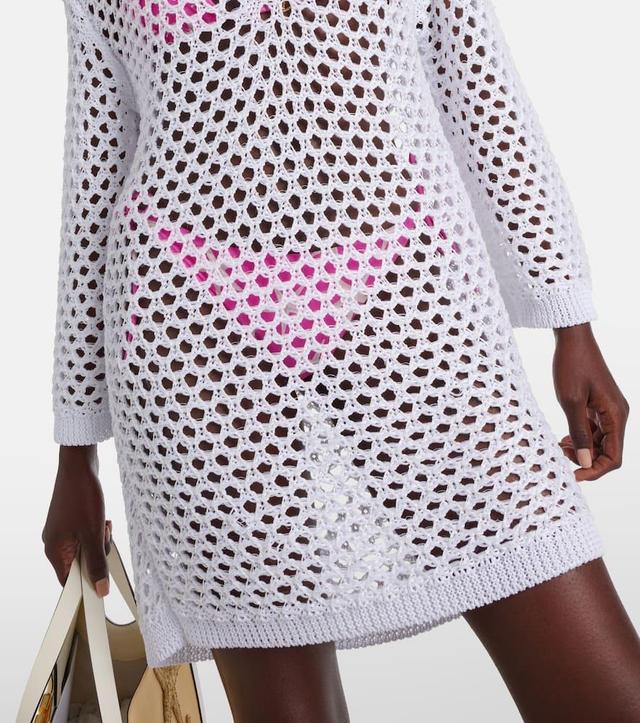 Fishnet Beach Dress In White Product Image