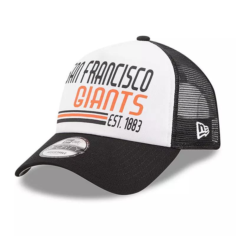 Mens New Era /Black San Francisco Giants Stacked A-Frame Trucker 9FORTY Adjustable Hat Product Image