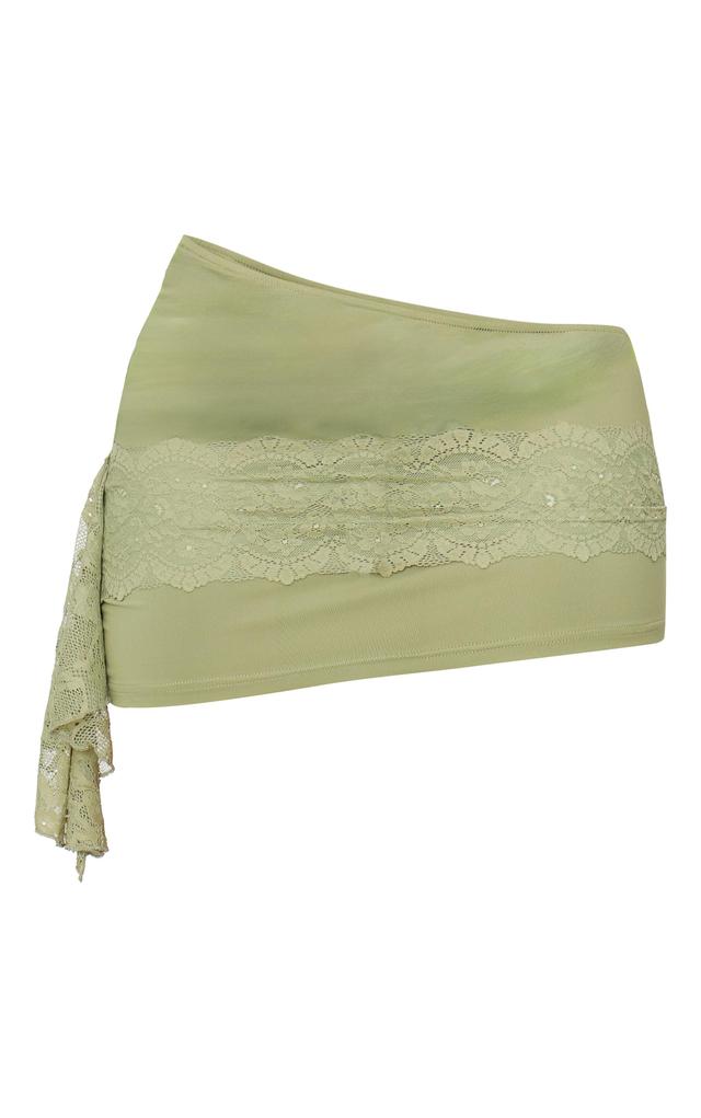 Shape Olive Drape Lace Side Mini Skirt Product Image