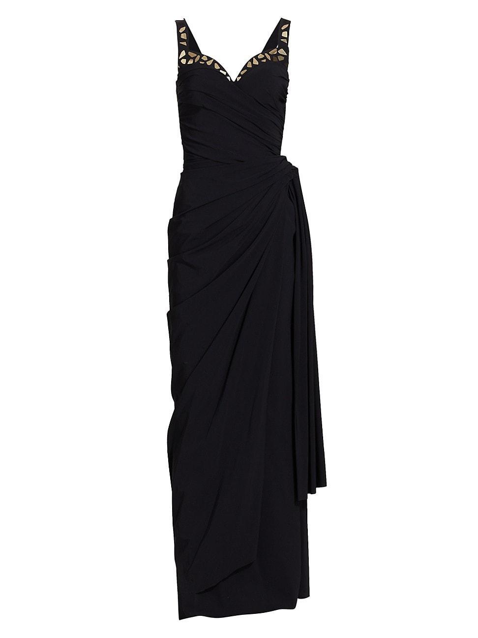 Womens Embellished Jersey Ruched Gown Product Image