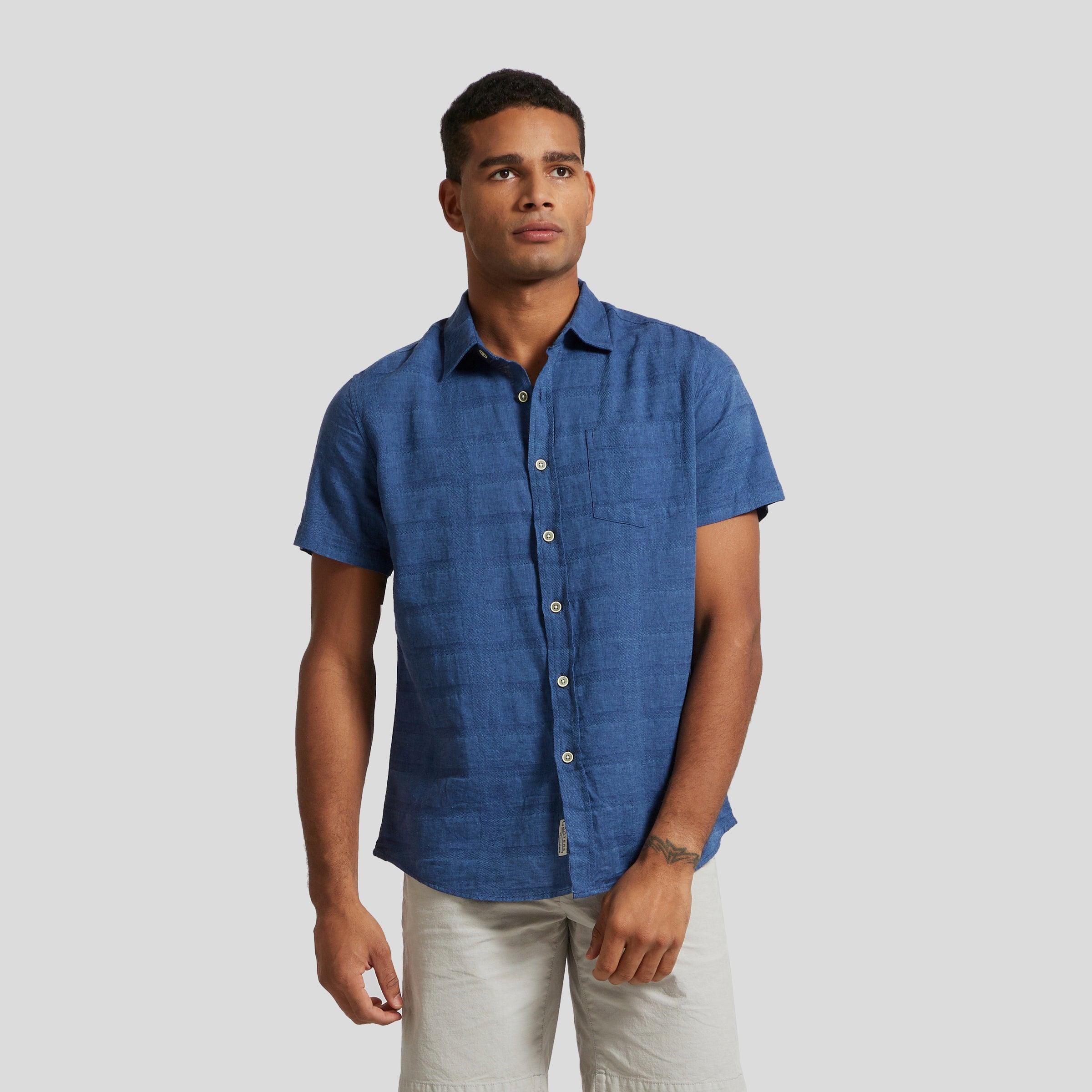 Outback Linen Cotton Dobby Shirt - Ensign Blue Product Image