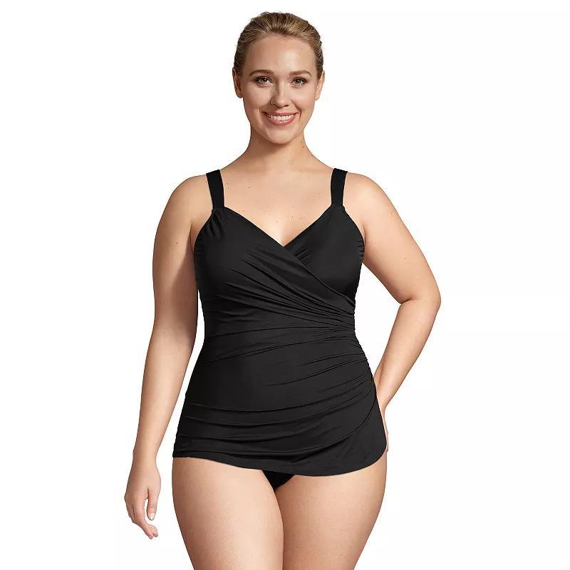 Plus Size Lands End SlenderSuit Skirted One-Piece Swimsuit, Womens Product Image