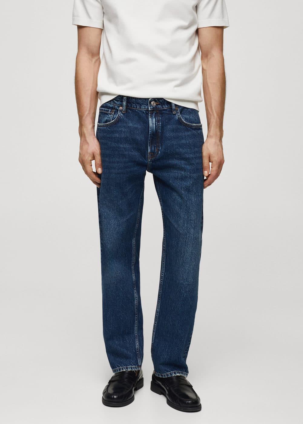 MANGO MAN - Regular fit dark wash jeans dark blueMen Product Image