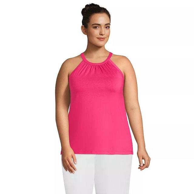 Plus Size Lands End Lightweight Jersey Halter Neck Tank, Womens White Product Image