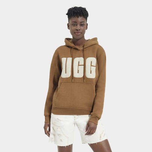 UGG Womens Rey UGGfluff Logo Hoodie Fleece Product Image