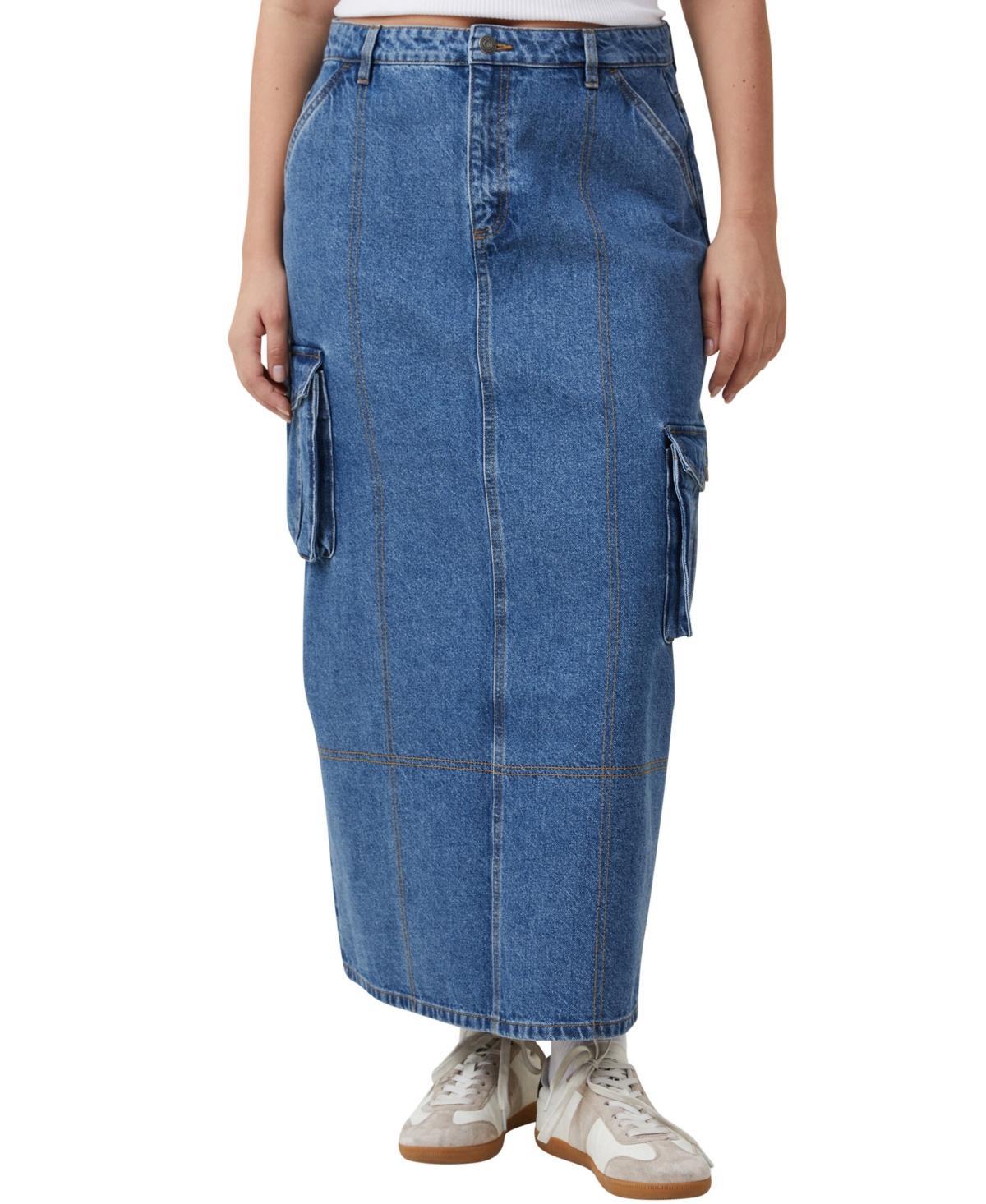 Cotton On Womens Cargo Denim Maxi Skirt Product Image