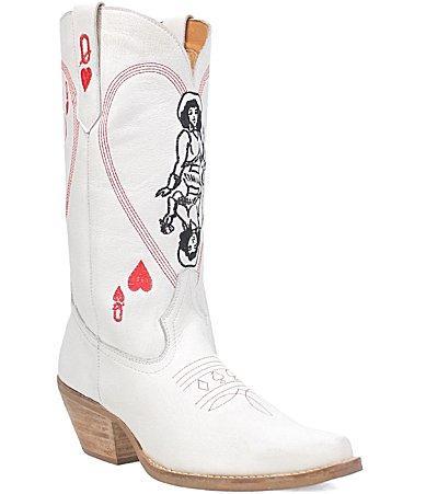 Dingo Queen A Hearts Embroidered Leather Mid Western Boots Product Image