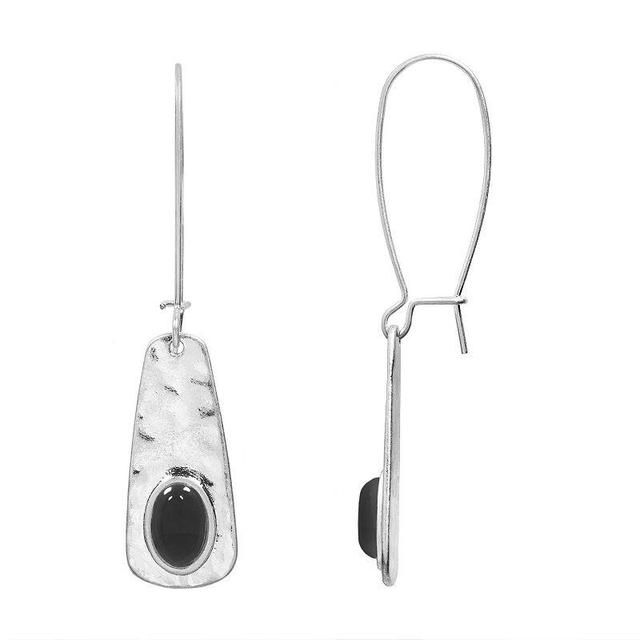 Sonoma Goods For Life Hammered Quartz Inlay Earrings, Womens, Black Product Image