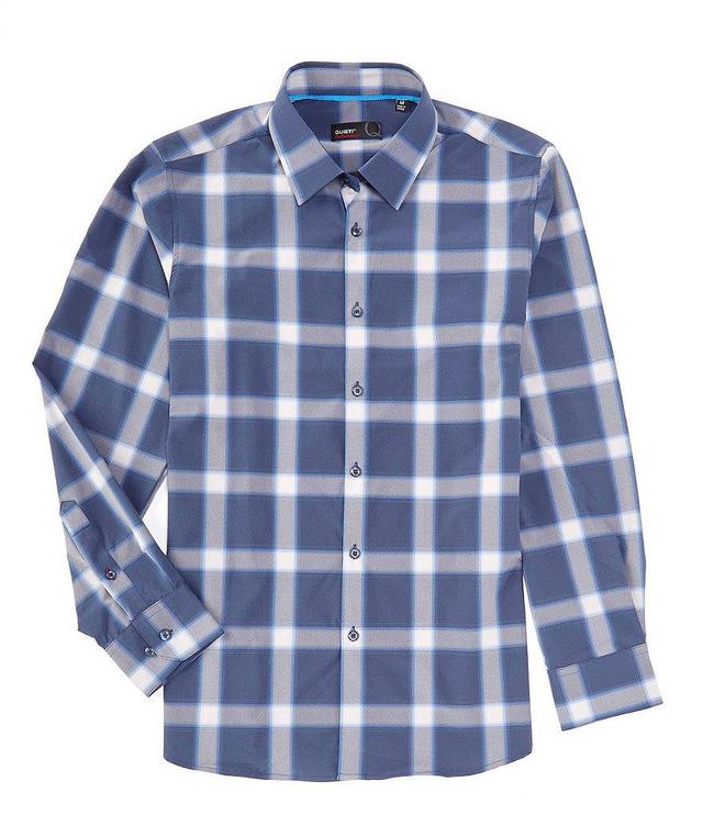 Quieti Performance Slim-Fit Stretch Ombre Plaid Long Sleeve Woven Shirt Product Image