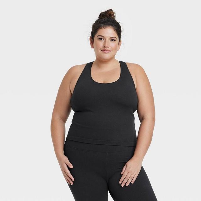 Womens Seamless Racerback Rib Tank Top - All In Motion Black XXL Product Image