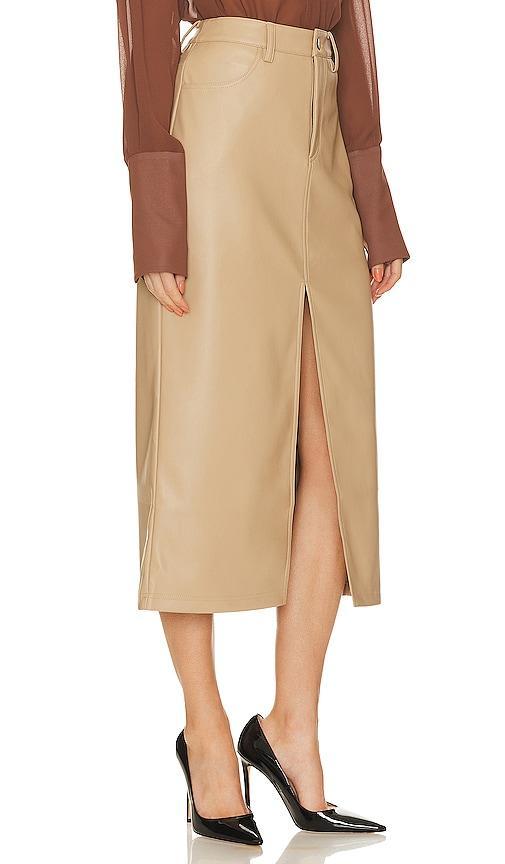 Steve Madden Avani Faux Leather Skirt in Tan. Product Image