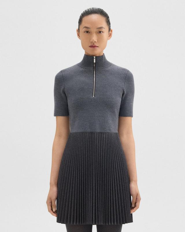 Zip-Up Combo Dress in Blended Wool Flannel Product Image